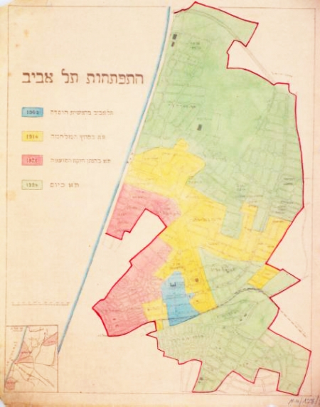 Map of Tel Aviv's growth (1924) from the Central Zionist Archive