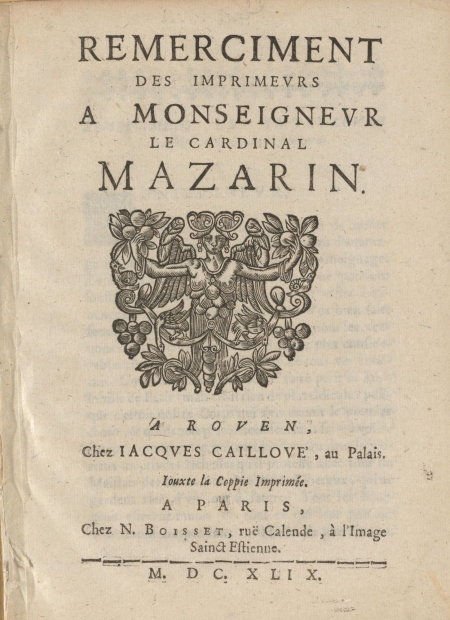 Title page of French book with ornate drawing