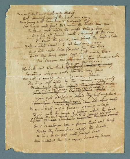 John Keats. "To Autumn." Autograph manuscript, 1819.