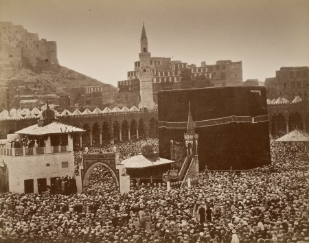 A view of Mecca circa 1880 with many people crowding the foreground