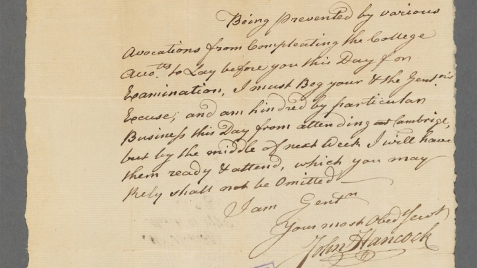1775 letter signed by John Hancock