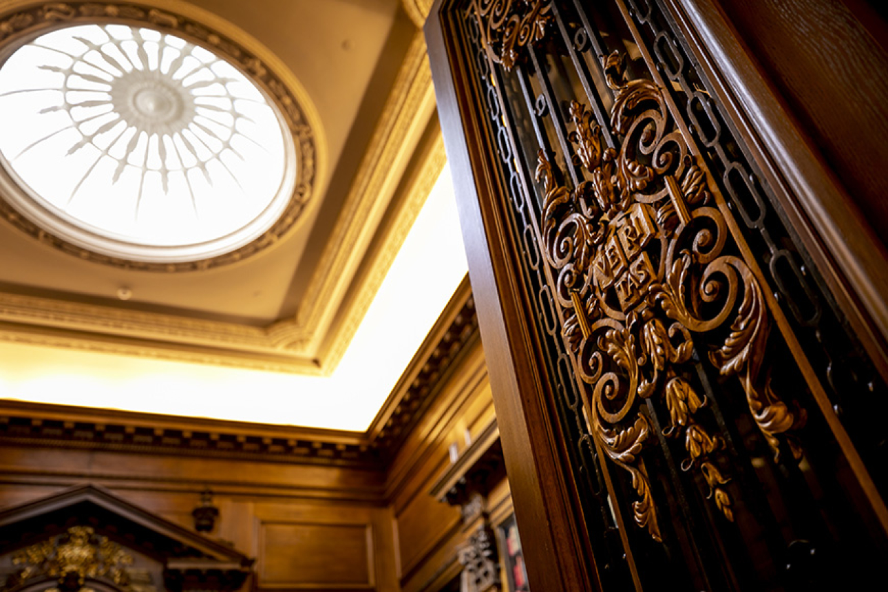 Detail of an ornate wall in the Widener Library