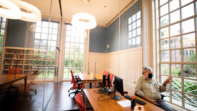 Houghton Library's renovated reading room