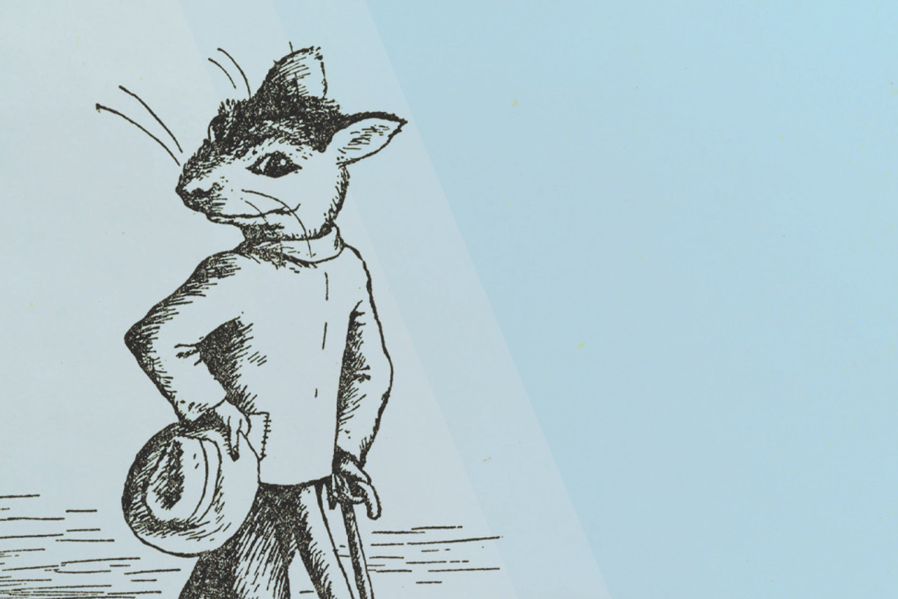Drawing of Stuart Little with his hands on his hips