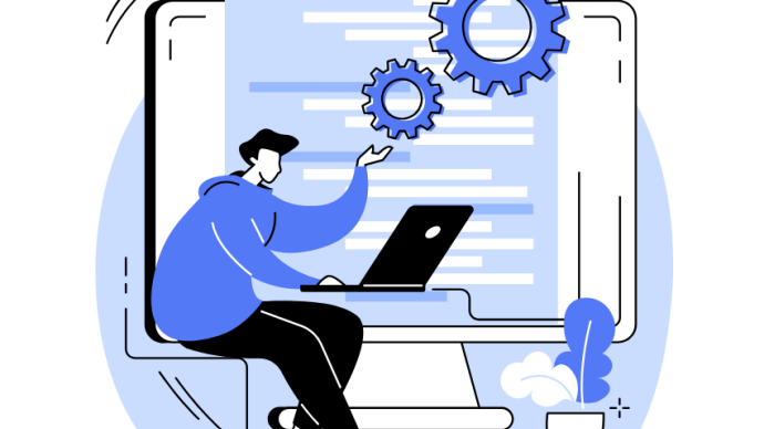 An illustration of a person using a computer