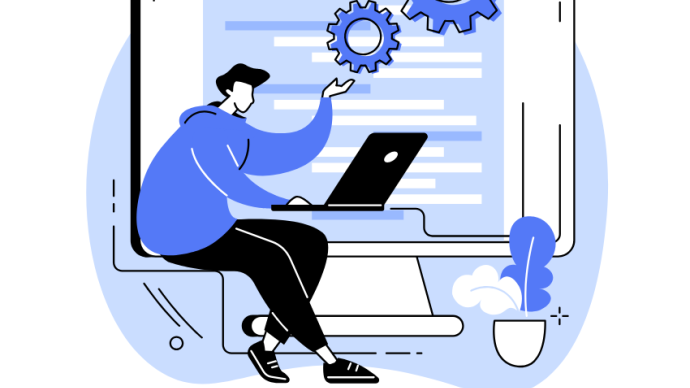 An illustration of a person using a computer