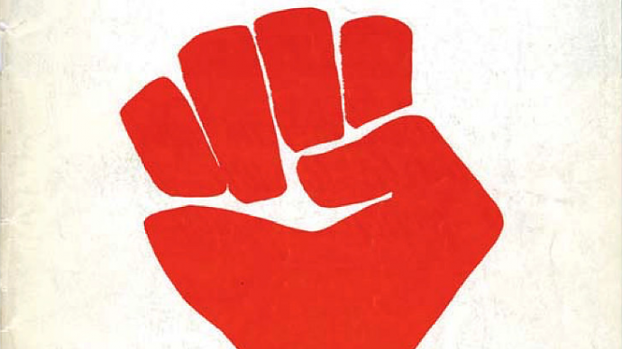 Harvey Hacker ’63, M.Arch. ’69, designed an image that became emblematic of the era: a red, clenched fist.