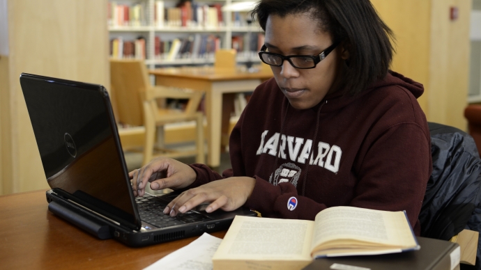 Student studying on laptop