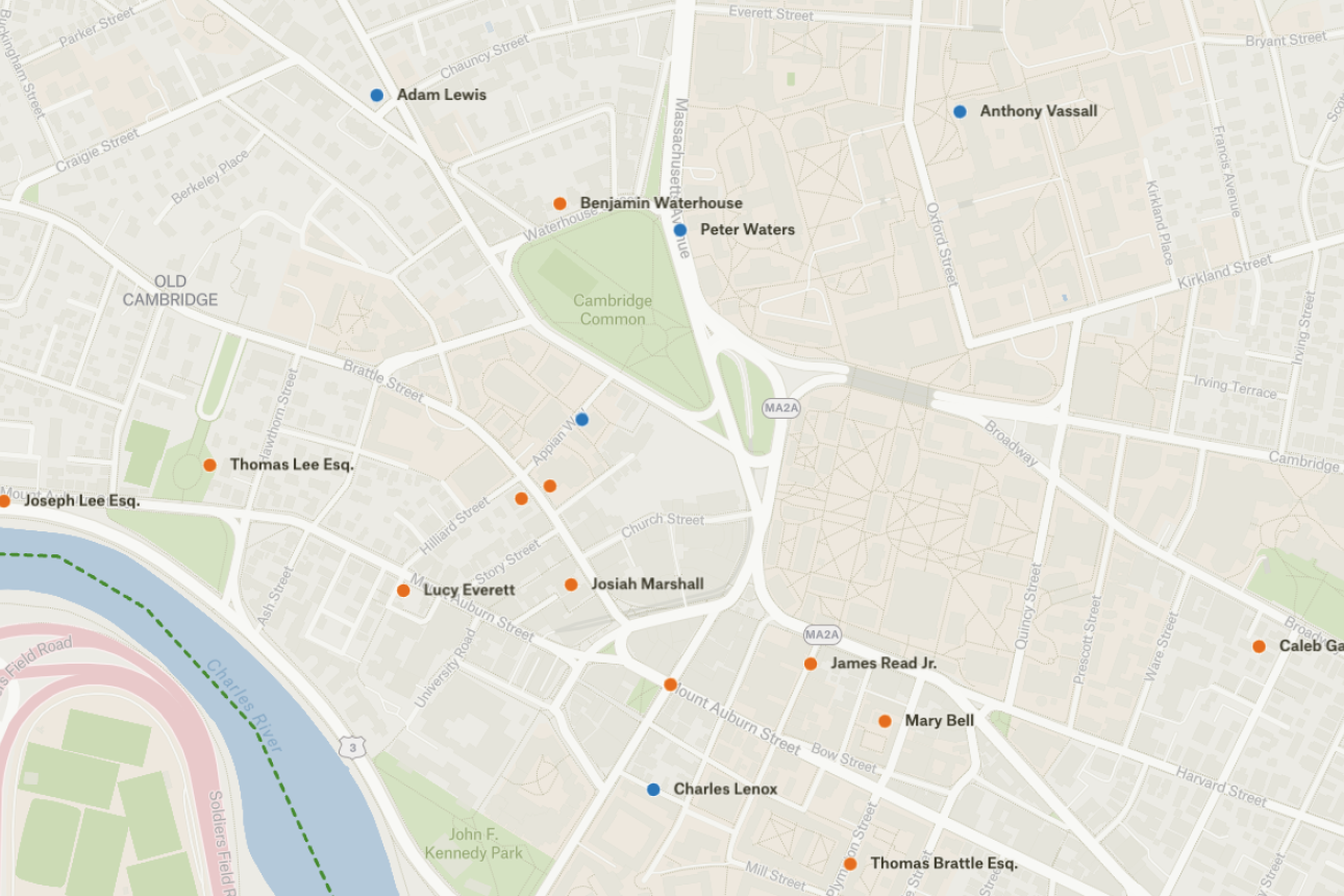 A screenshot of a map with points of interest