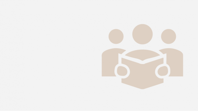 icon of three people, one holding a book