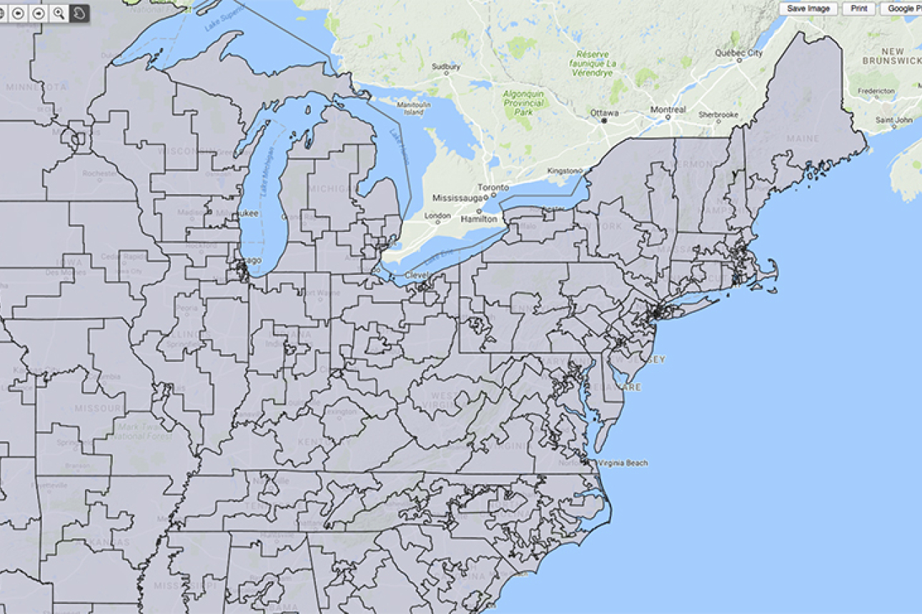 106th Congressional District Boundaries map overlay