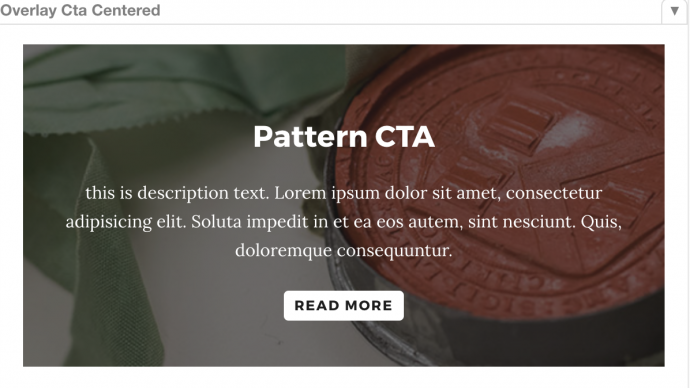 Screen that reads "Pattern CTA"