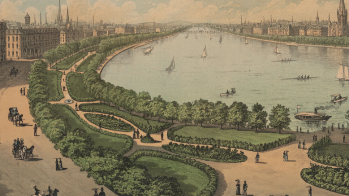 A drawing of the Charles River 