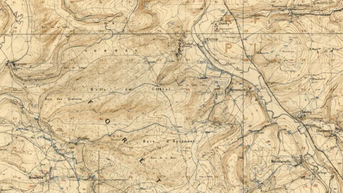 A screenshot of a WWI trench map 