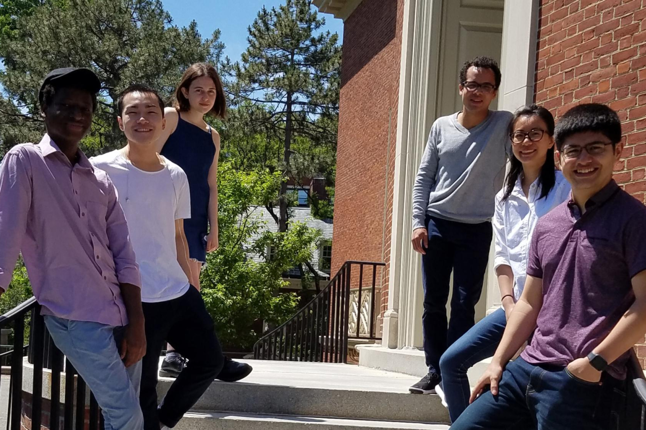 The 2017 undergraduate fellows on the steps of Houghton Library.