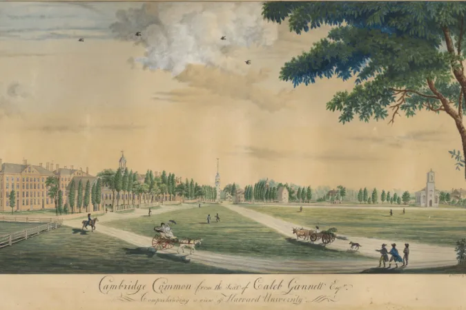 Drawing of Cambridge Common, 1808