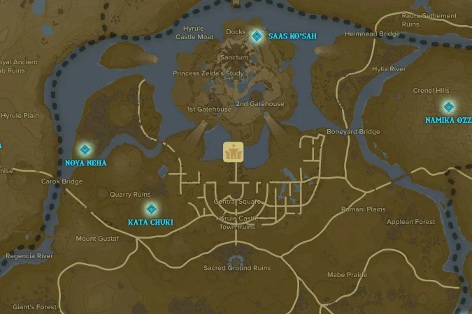 Hyrule map with water running through center