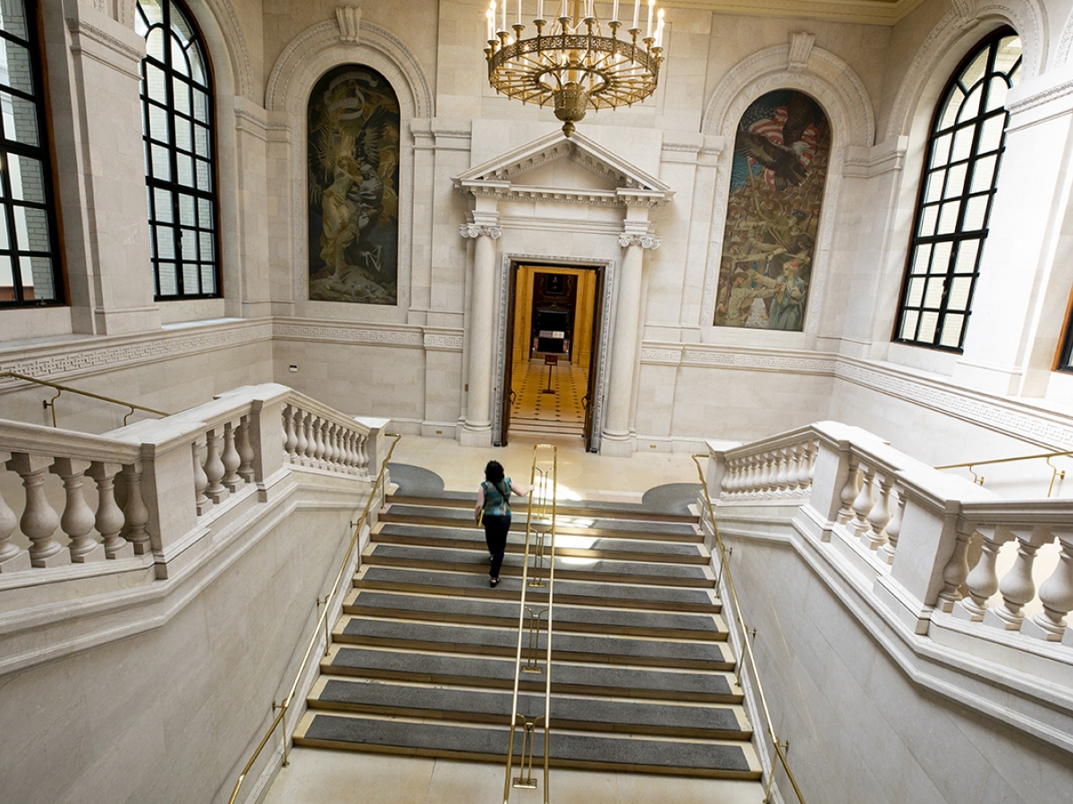 Widener Library lobby image from above
