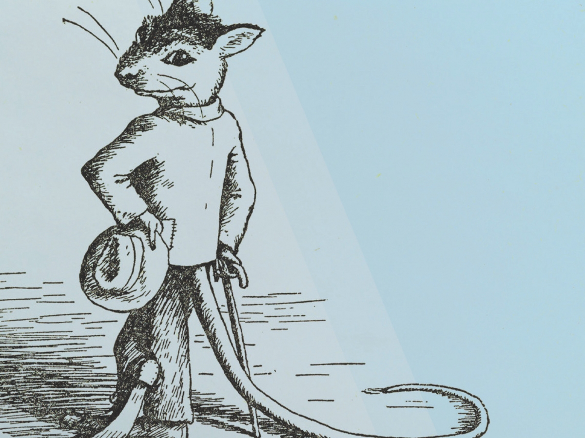 Drawing of Stuart Little with his hands on his hips
