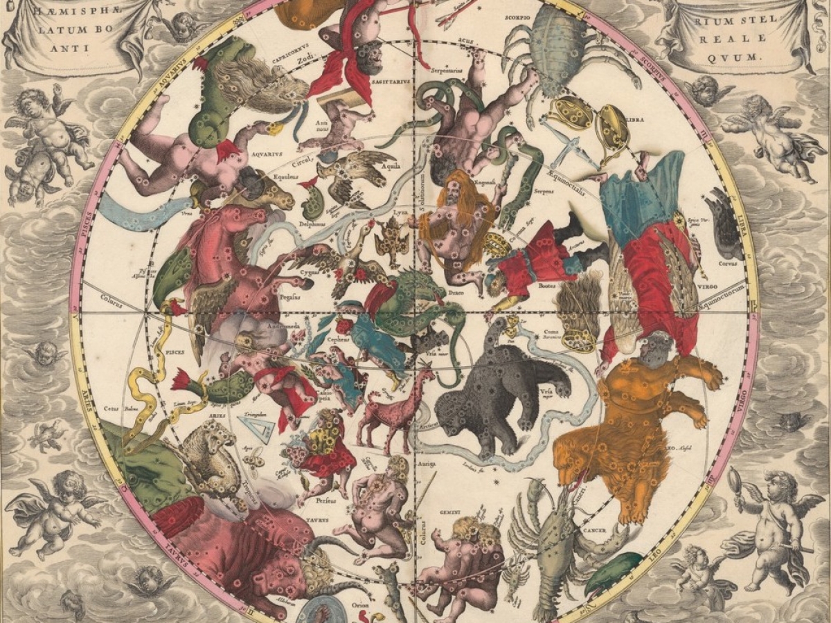 A fanciful map of the world featuring animals