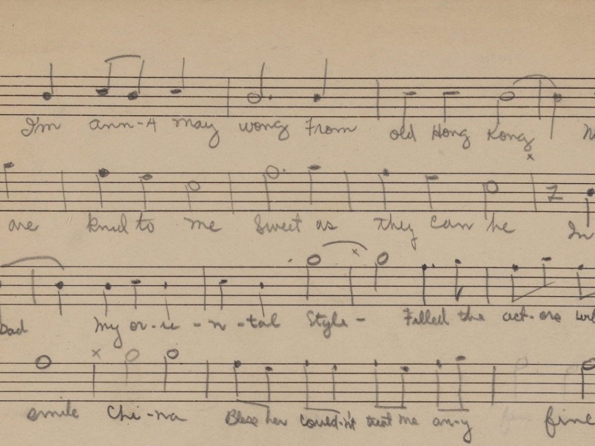 Sheet music with lyrics to "Anna May Wong Song"