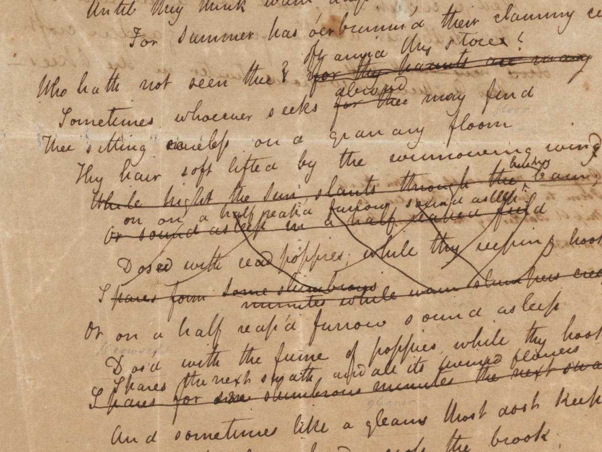  John Keats’s working draft for the ode “To autumn.”
