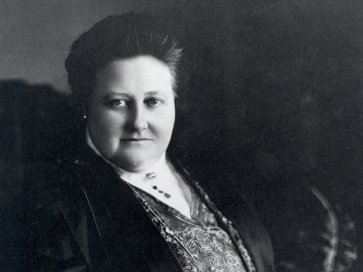 woman with her hair in a bun and dress with brocade panel 