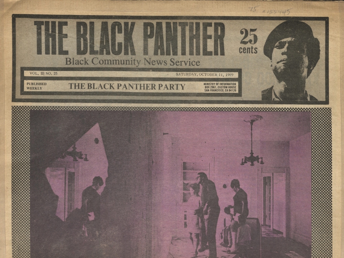 Cover of issue of The Black Panther News Service paper.
