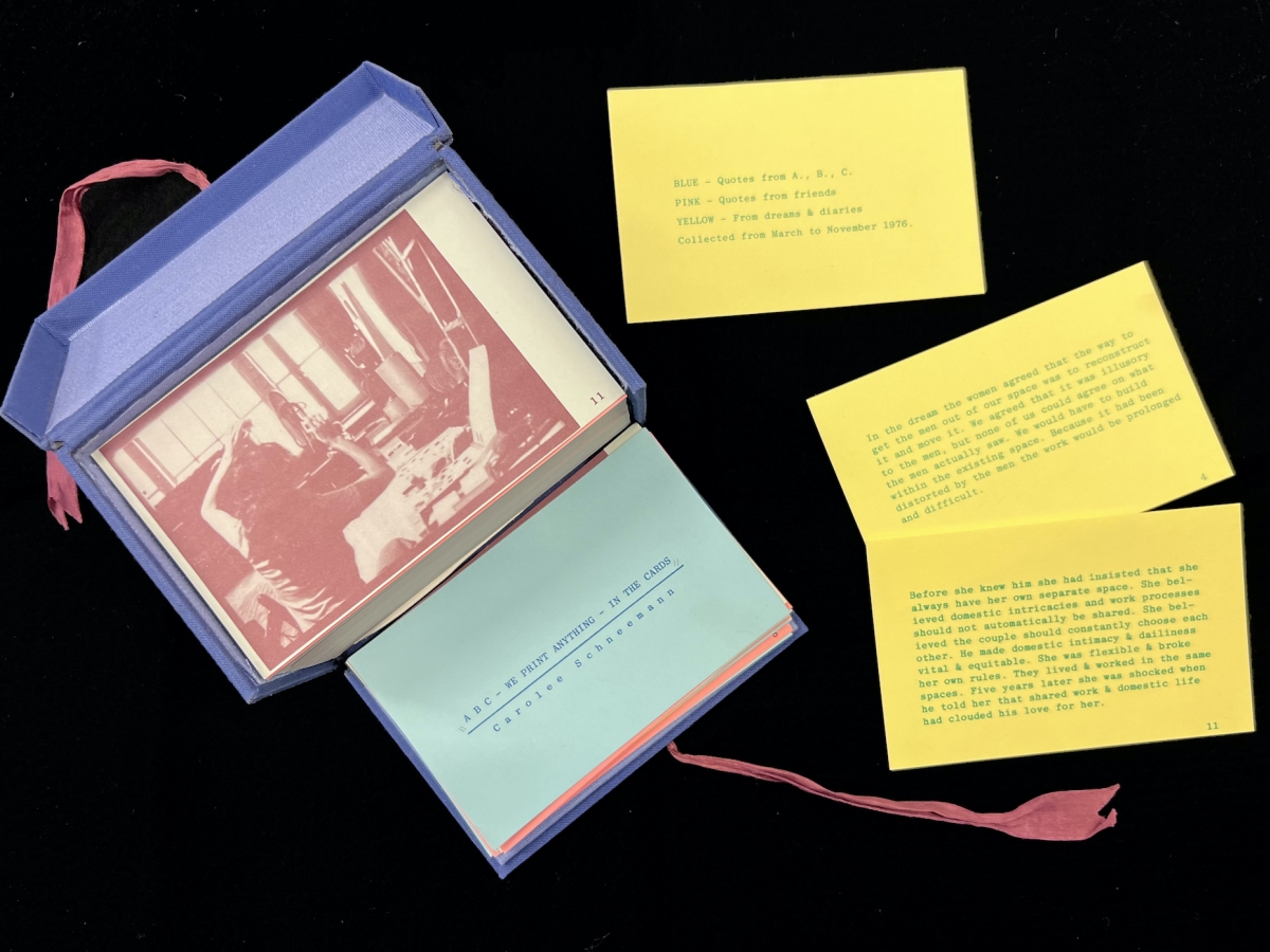 Artists book made with colored index cards