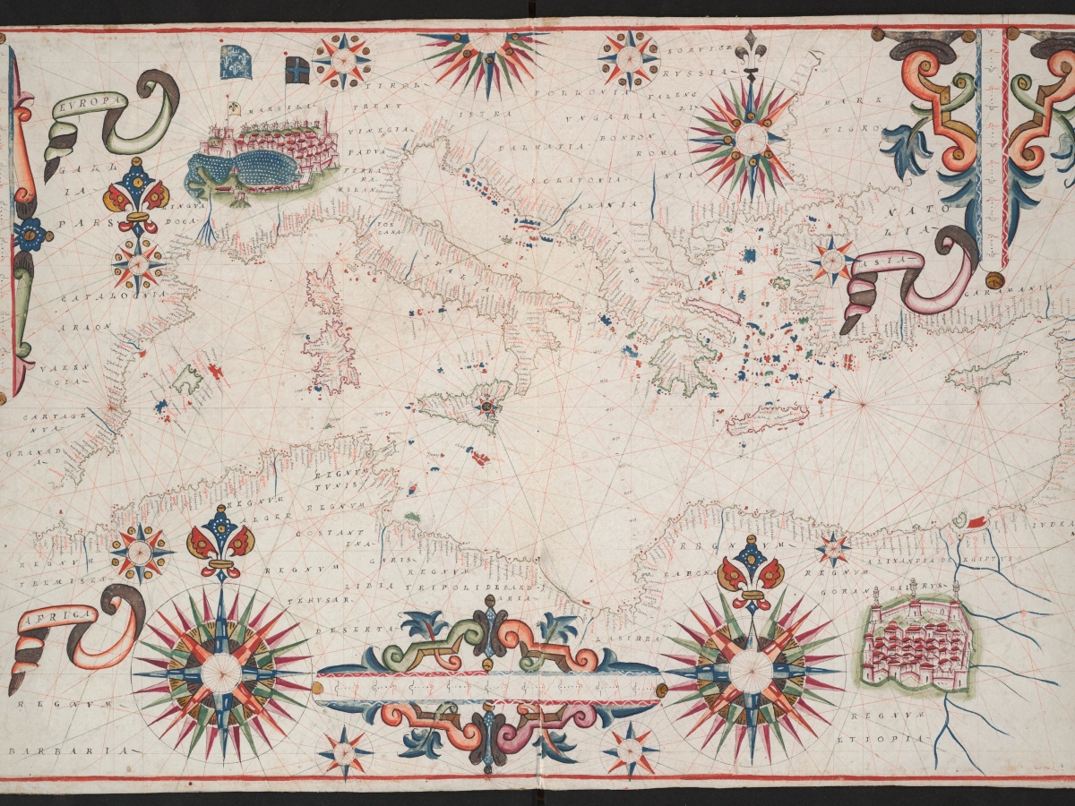 Colorful portalan chart of the Mediterranean 