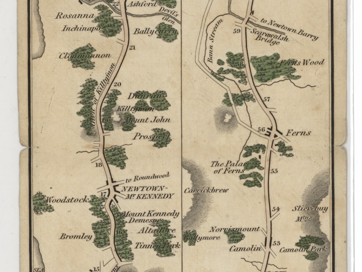 1845 road map from Dublin to Wexford