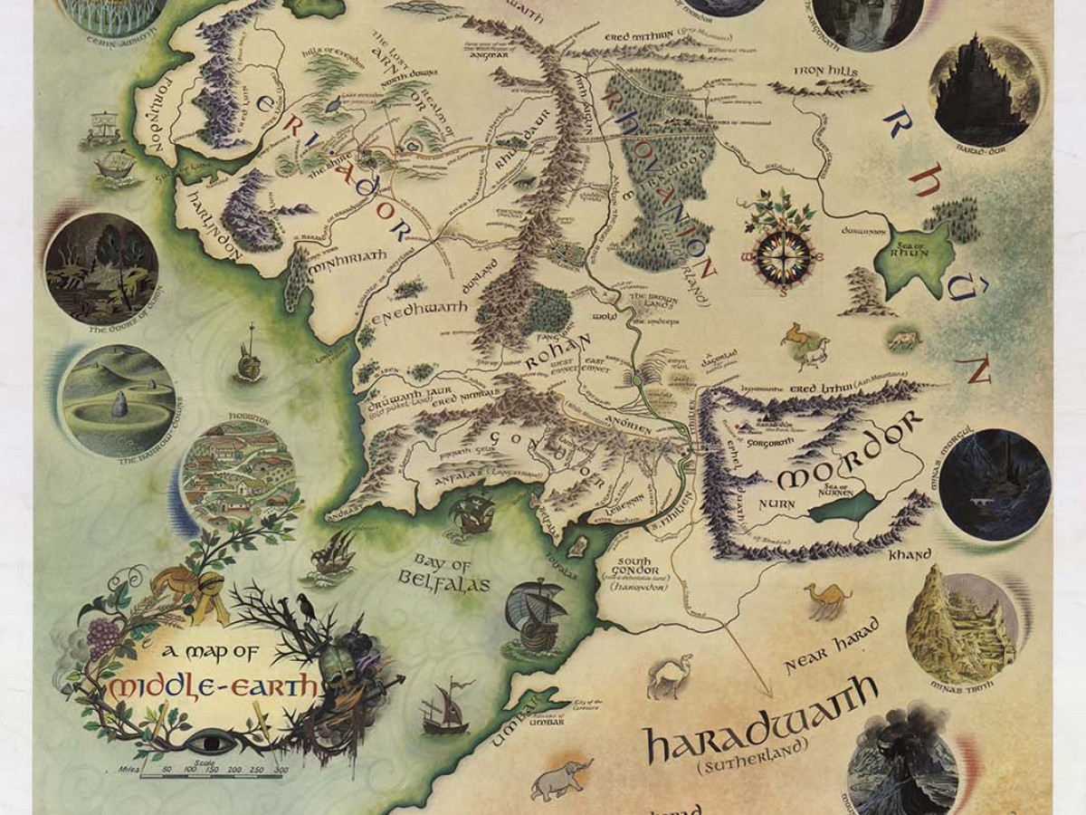 Narnia map with characters from books