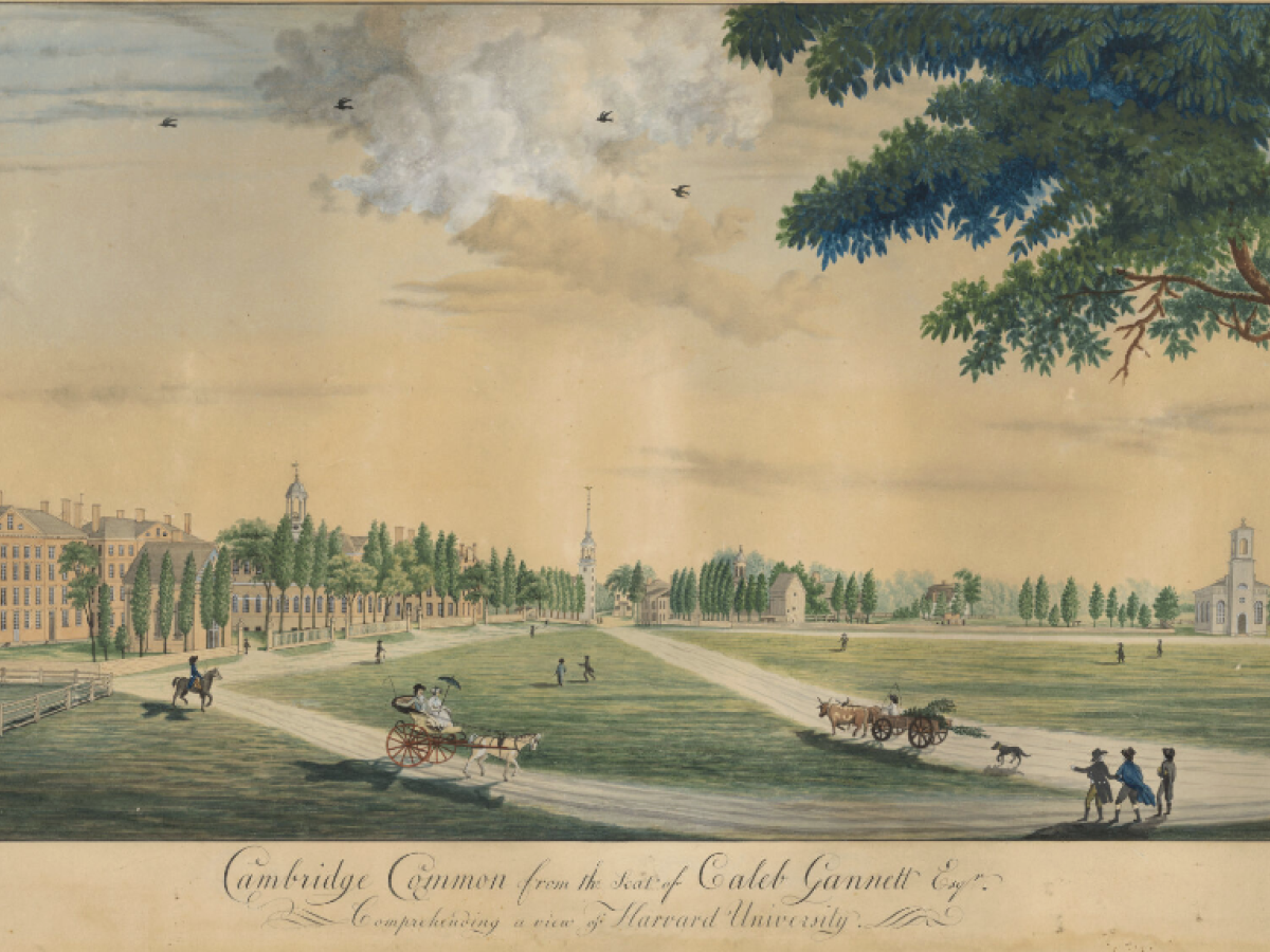 Drawing of Cambridge Common, 1808