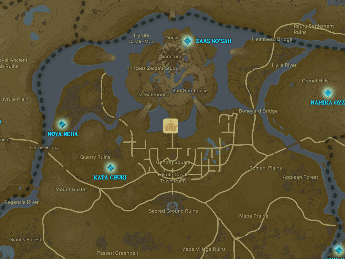 Hyrule map with water running through center