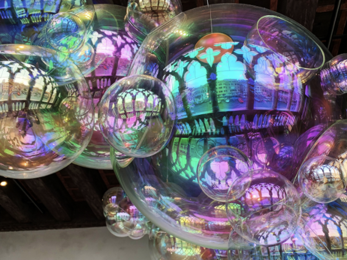 Rainbow-colored glass balls