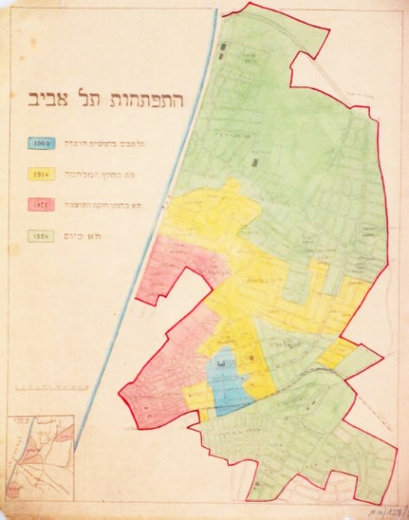 Map of Tel Aviv's growth (1924) from the Central Zionist Archive