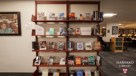 Photograph of a bookshelf with books