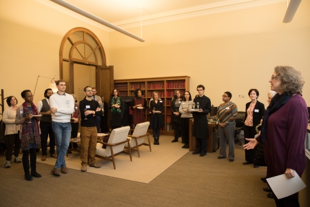 University Librarian Martha Whitehead addresses new faculty members at reception.