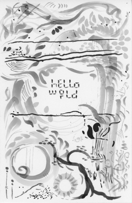 A tarot card that says hello world from Nicole's deck