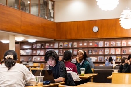 Students study in Lamont Cafe