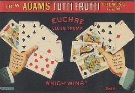 Two hands, each holding five playing cards