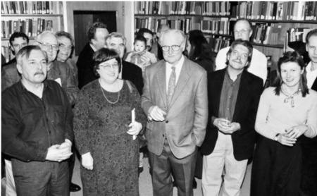 John Ashbery’s 70th birthday celebration at the Woodberry Poetry Room, 1997.