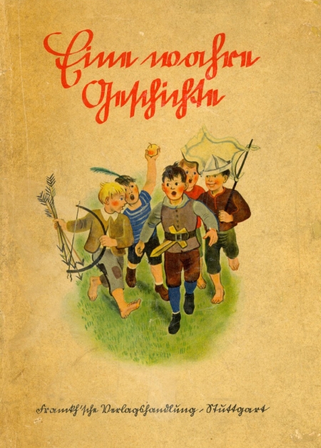 Title page of book with drawing of small children
