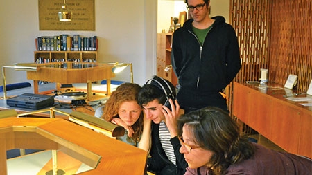 Students listen in the Woodberry Poetry Room