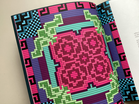 Close-up of brightly colored woven design