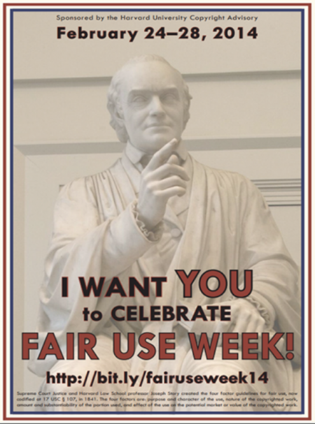 Pointing statue and text 'I want YOU to celebrate fair use week!'