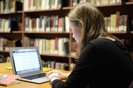 A student works at a computer