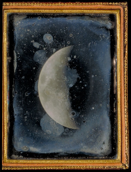 Daguerreotype of the Moon taken at Harvard College Obseravtory, 1848.