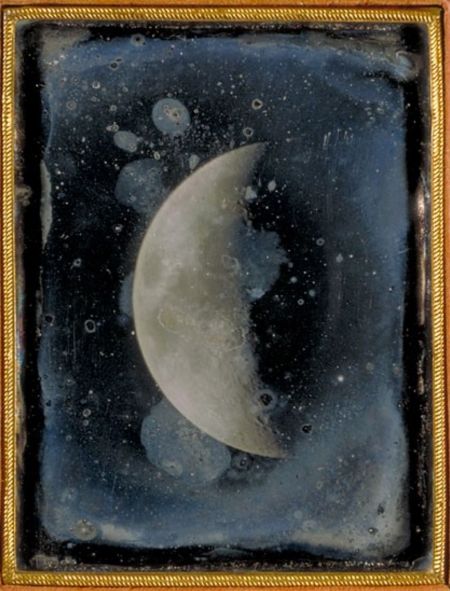 Moon. Quarter-plate daguerreotype by John Adams Whipple, 1851. Harvard College Observatory Library