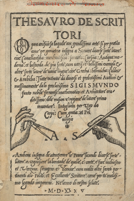 Ugo da Carpi, Thesavro de scrittori, 1535.